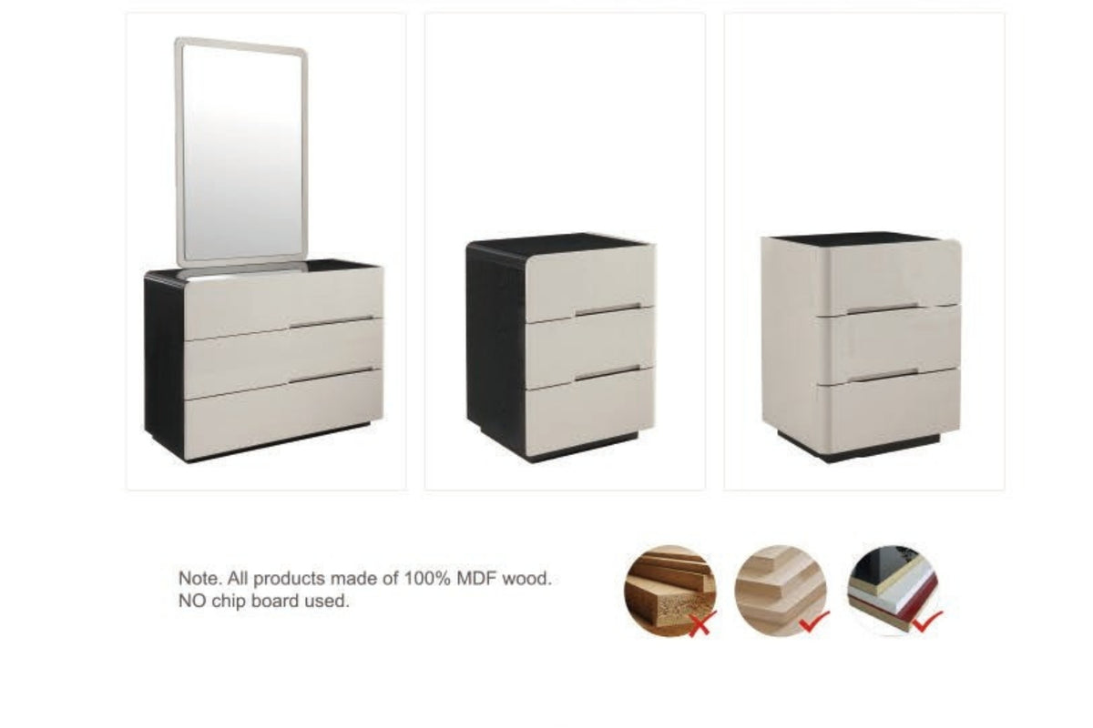 Rugby Glossy King Size Bedroom Set | Luxury Hydraulic Storage Bed with LED | Premium MDF Wood Furniture