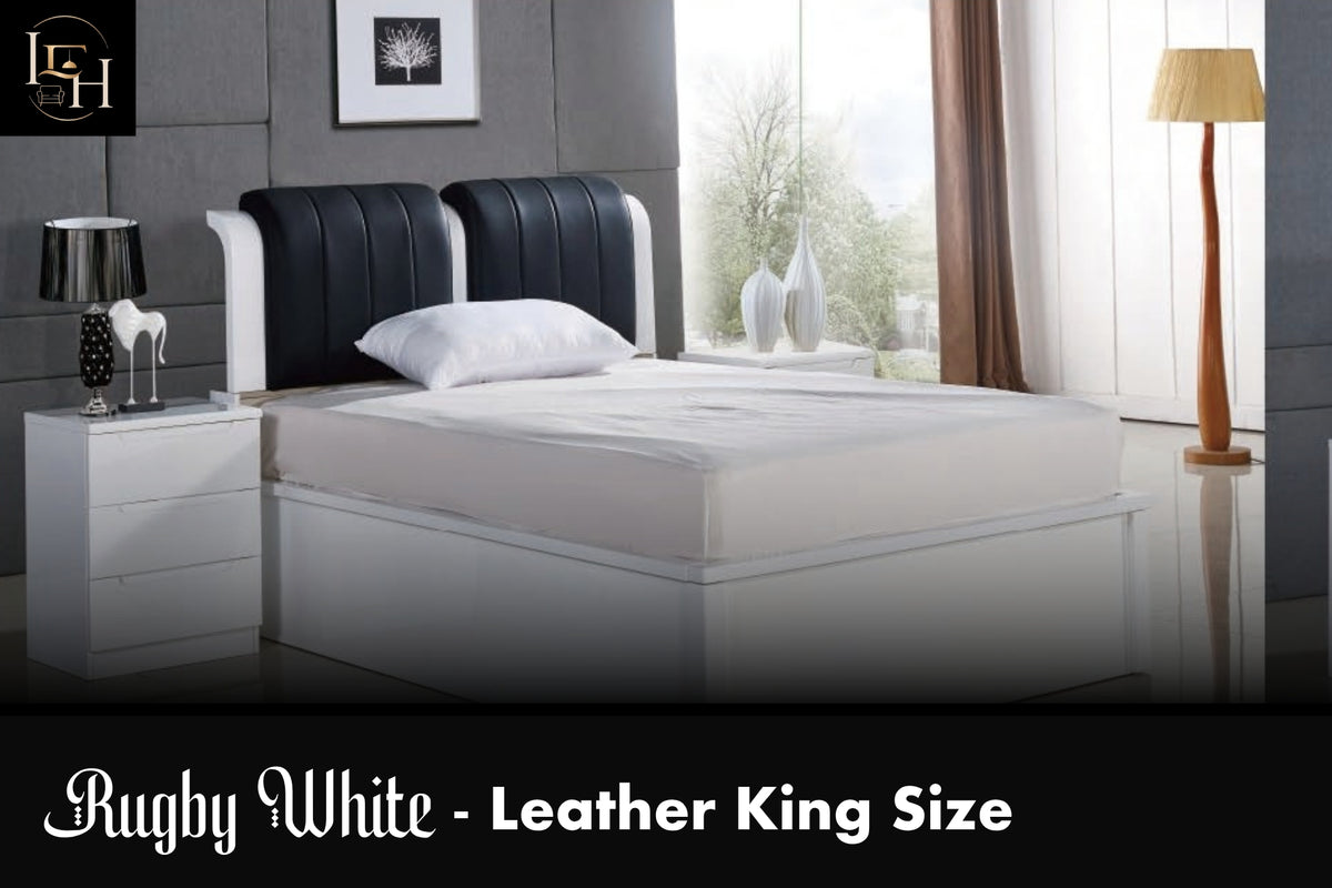 Rugby Leather King Size Bedroom Set | Luxury Upholstered Storage Bed with Wardrobe & Dressing Table | Premium MDF Wood