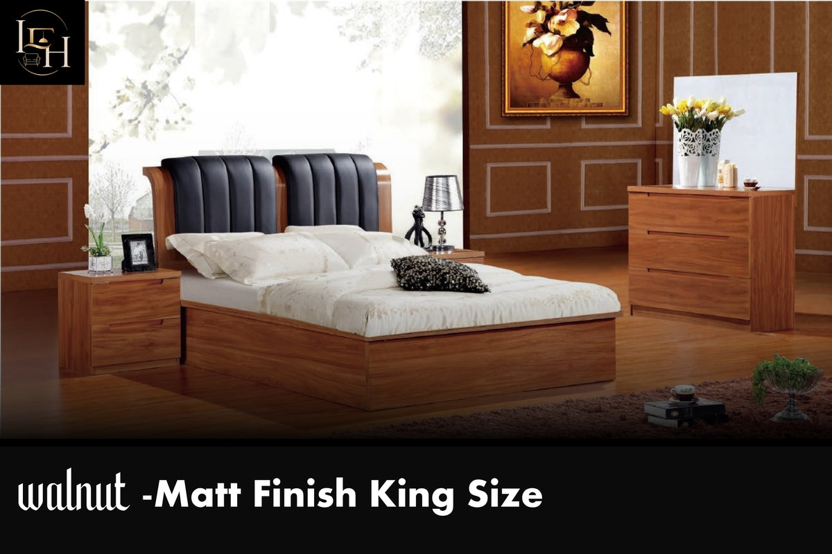 Rugby Leather King Size Bedroom Set | Luxury Upholstered Storage Bed with Wardrobe & Dressing Table | Premium MDF Wood