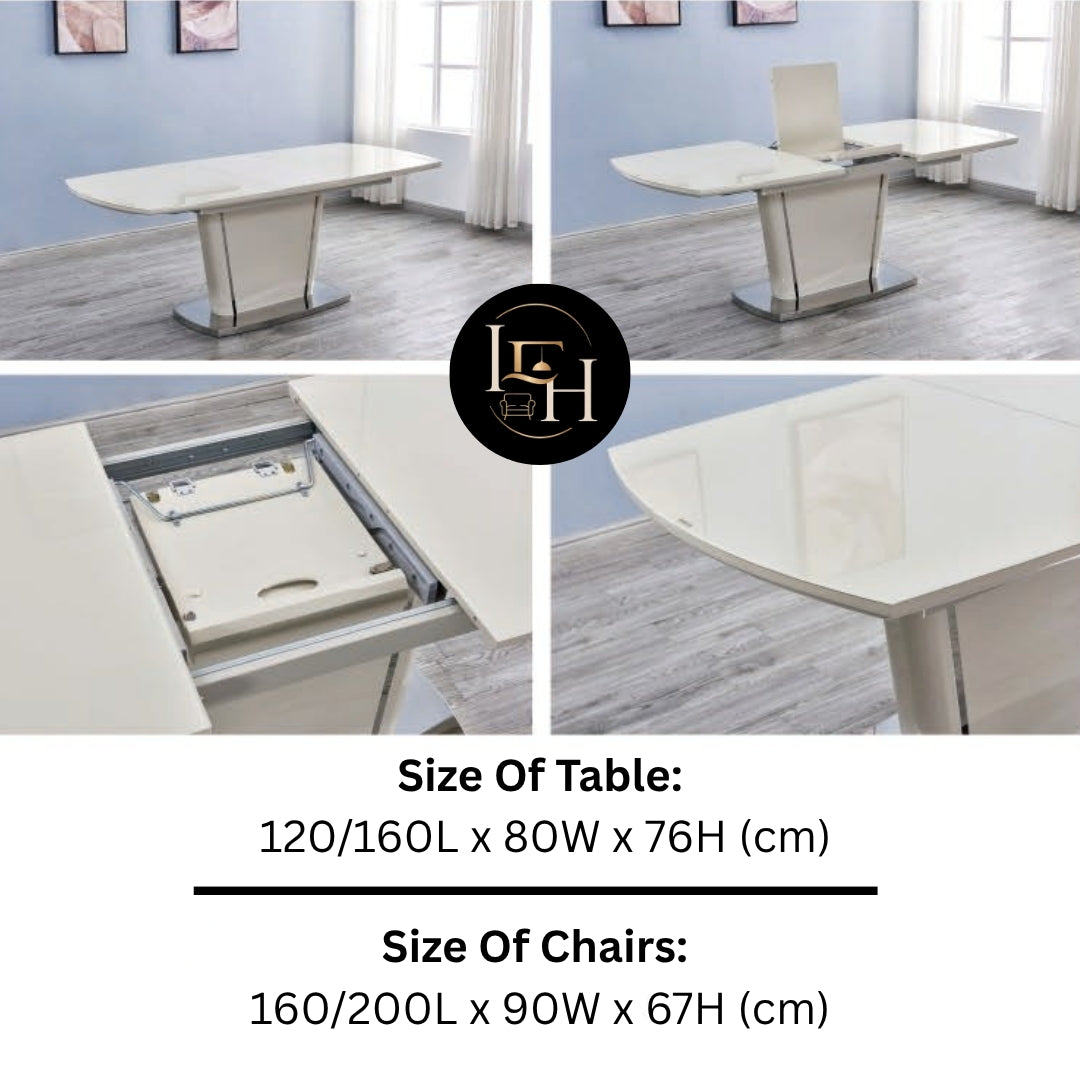 Modern Extendable Dining Table Set with 6 Chairs | High Gloss Dining Table | Premium MDF Wood