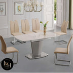 Modern Extendable Dining Table Set with 6 Chairs | High Gloss Dining Table | Premium MDF Wood