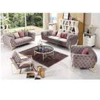 Modern 3 Seater Sofa with Single Chair & Chaise Lounge | Luxury Fabric Sofa Set