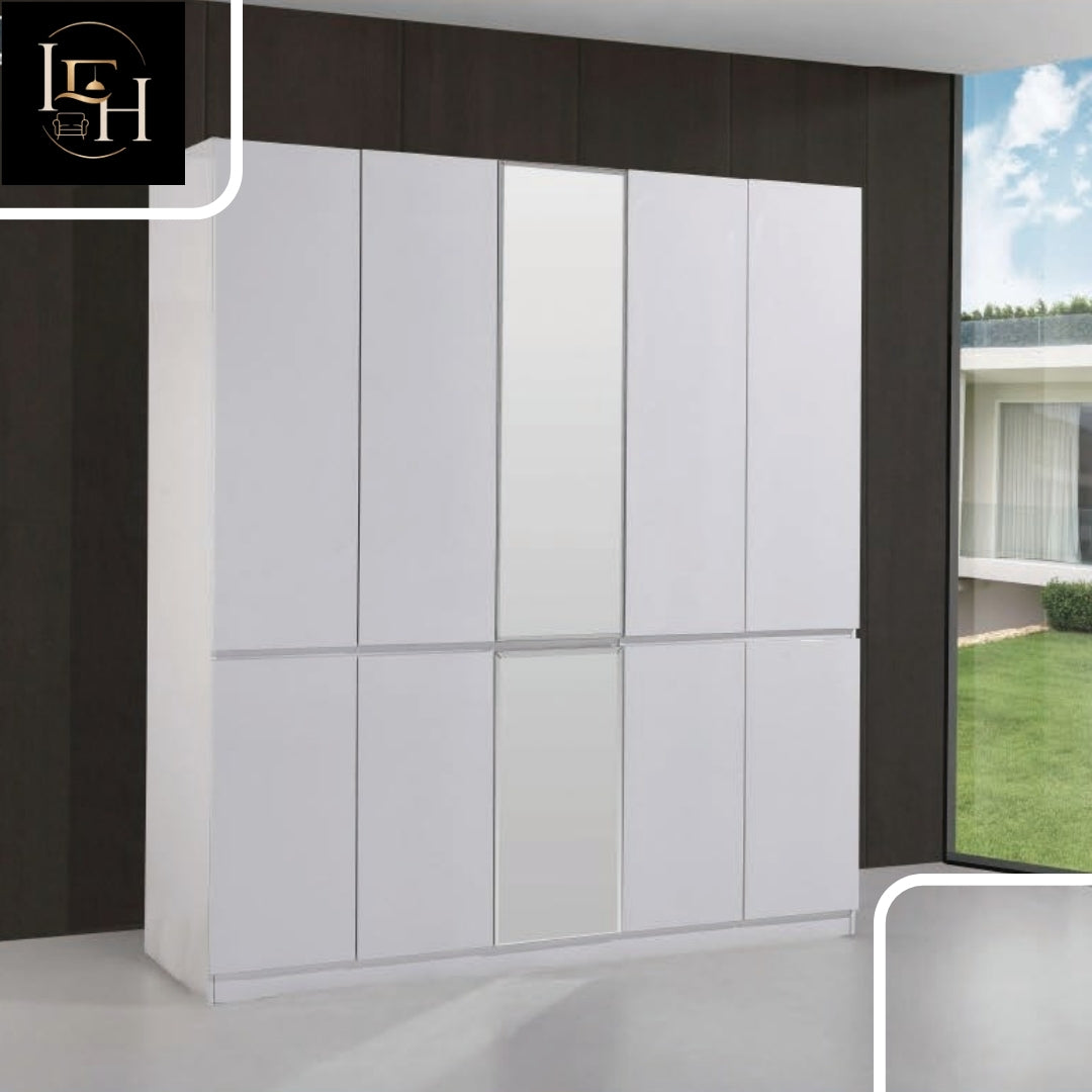 Modern MDF Wood Wardrobe Collection | 5 Door, 10 Door & L-Shaped Soft Closing Wardrobes