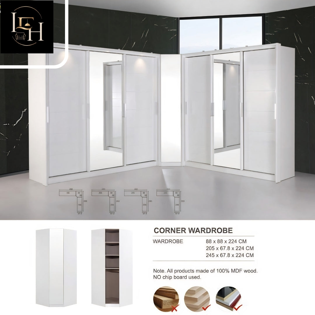Modern MDF Wood Wardrobe Collection | 5 Door, 10 Door & L-Shaped Soft Closing Wardrobes