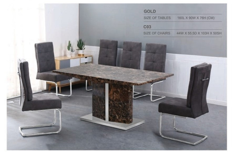 Modern Extendable Dining Table Set with 6 Chairs | High Gloss Dining Table | Premium MDF Wood